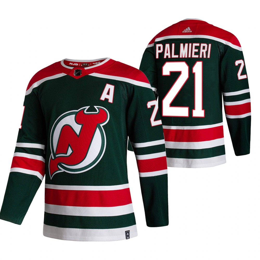 Cheap 2021 Adidias New Jersey Devils 21 Kyle Palmieri Green Men Reverse Retro Alternate NHL Jersey